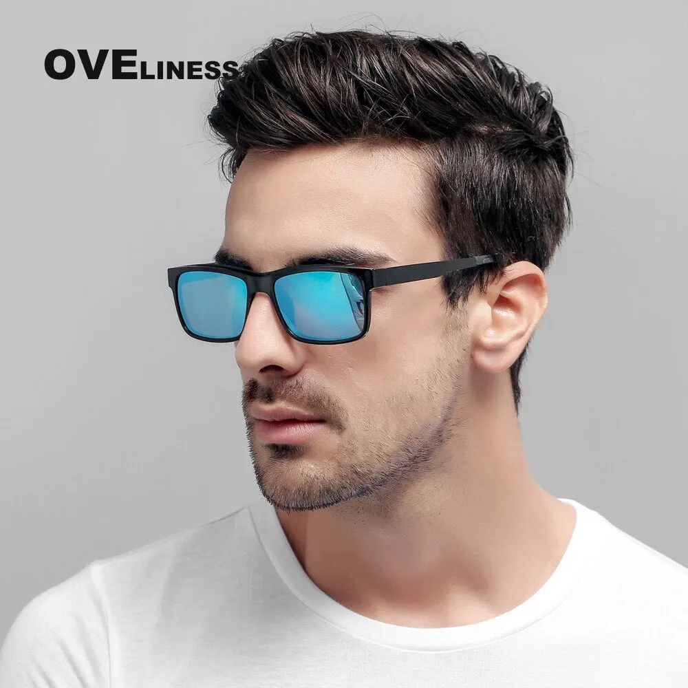 Oveliness Unisex Full Rim Square Tr 90 Titanium Eyeglasses Polarized Clip On Sunglasses 1641