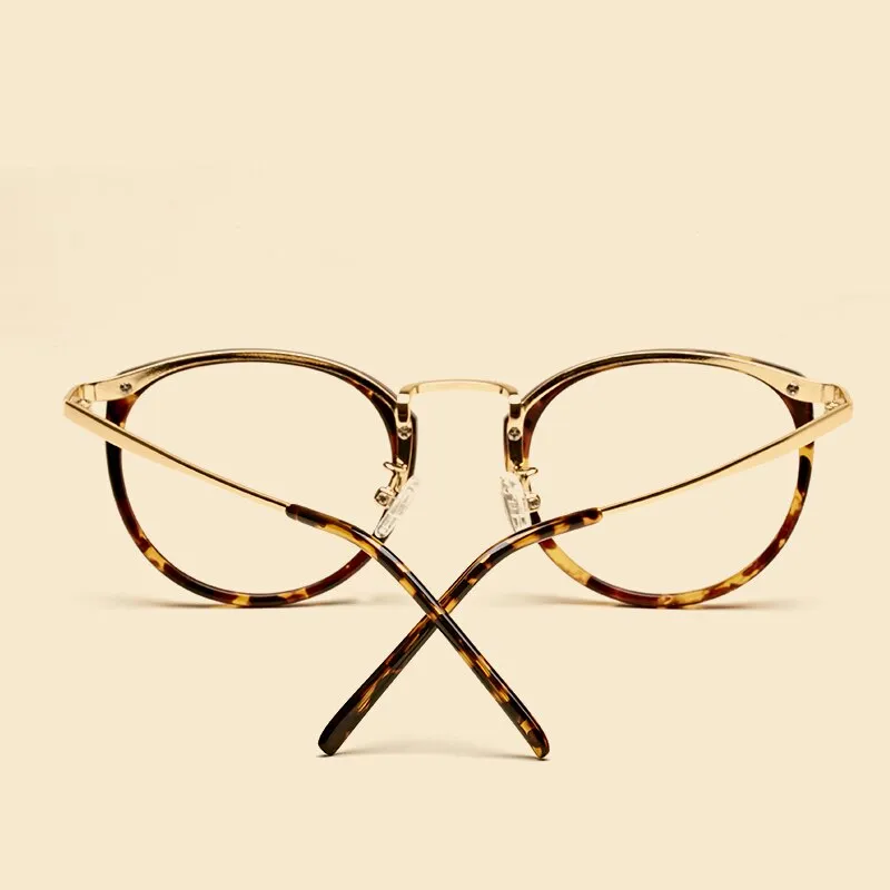 Oveliness Women's Full Rim Round Acetate Copper Alloy Eyeglasses 2646