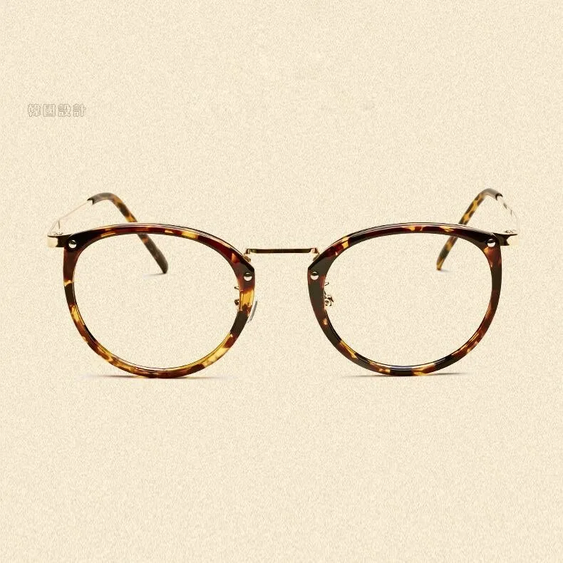 Oveliness Women's Full Rim Round Acetate Copper Alloy Eyeglasses 2646