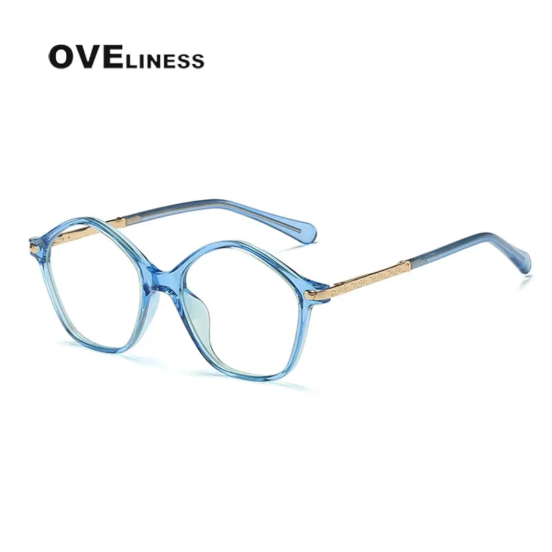 Oveliness Youth Unisex Full Rim Polygonal Tr 90 Titanium Eyeglasses 20204