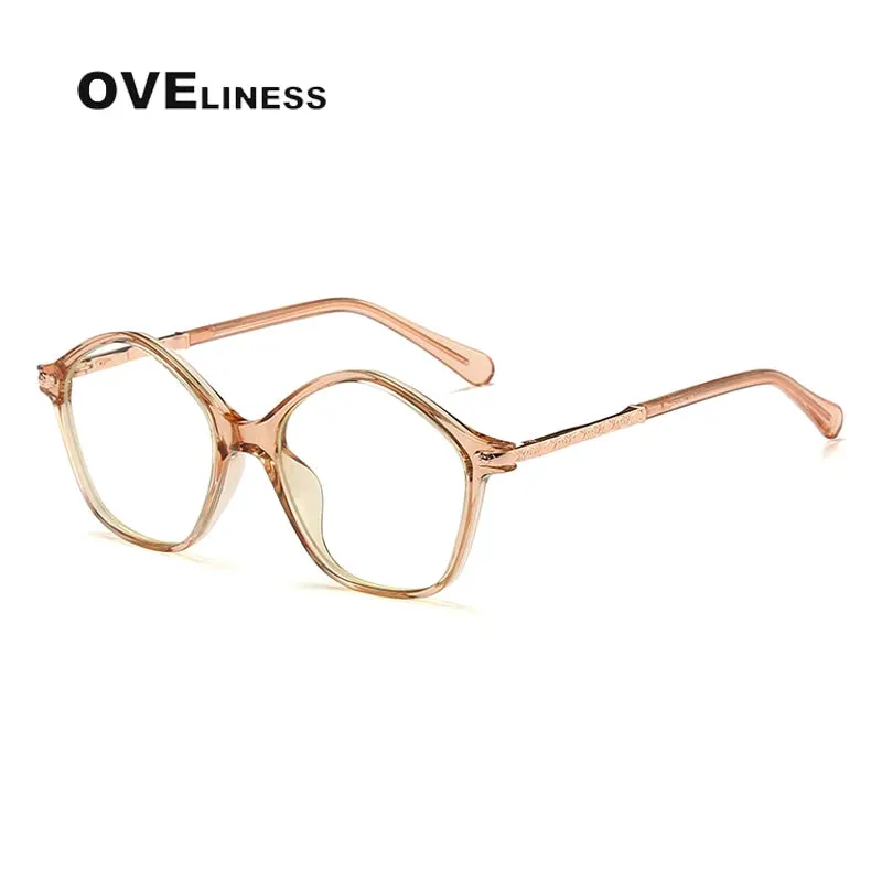 Oveliness Youth Unisex Full Rim Polygonal Tr 90 Titanium Eyeglasses 20204