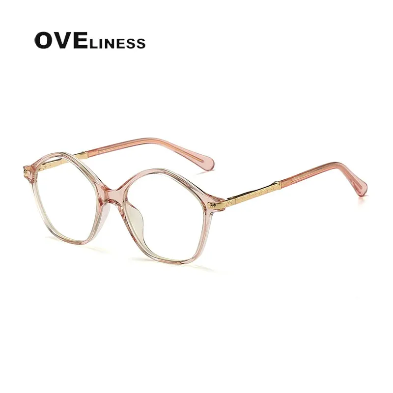 Oveliness Youth Unisex Full Rim Polygonal Tr 90 Titanium Eyeglasses 20204