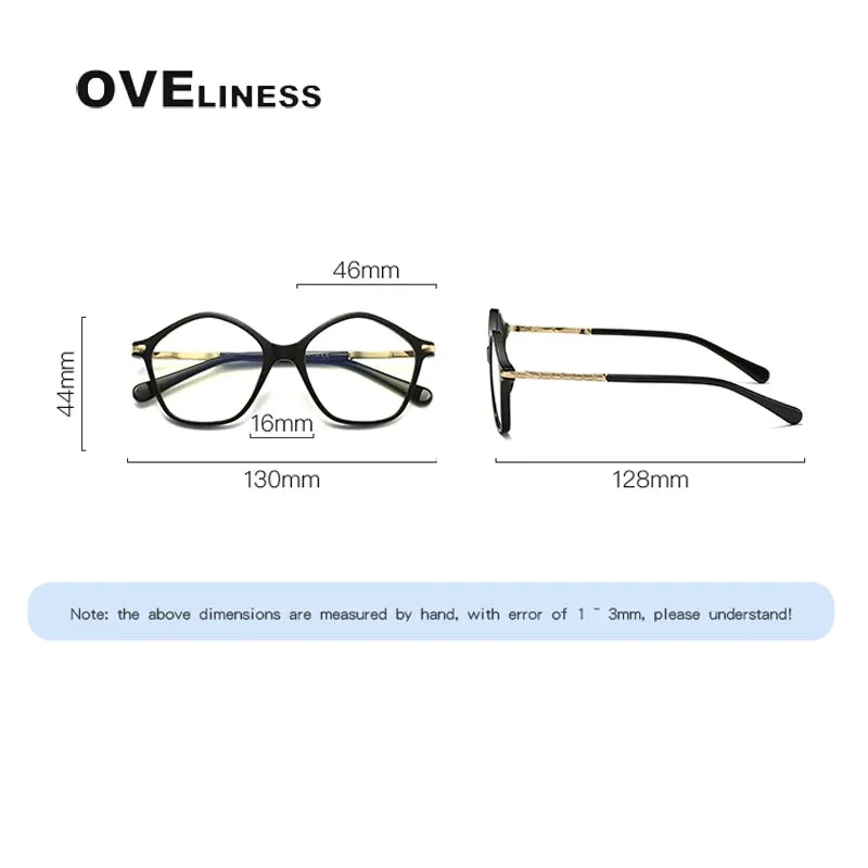 Oveliness Youth Unisex Full Rim Polygonal Tr 90 Titanium Eyeglasses 20204