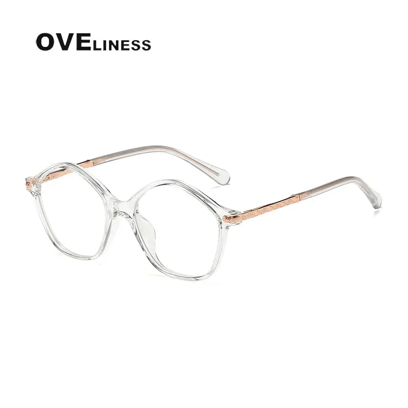 Oveliness Youth Unisex Full Rim Polygonal Tr 90 Titanium Eyeglasses 20204