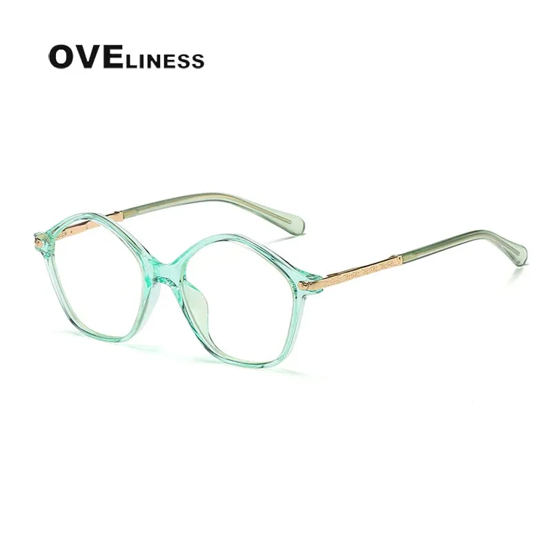 Oveliness Youth Unisex Full Rim Polygonal Tr 90 Titanium Eyeglasses 20204