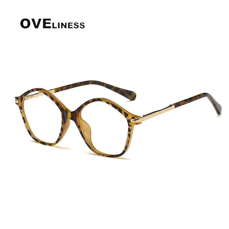 Oveliness Youth Unisex Full Rim Polygonal Tr 90 Titanium Eyeglasses 20204