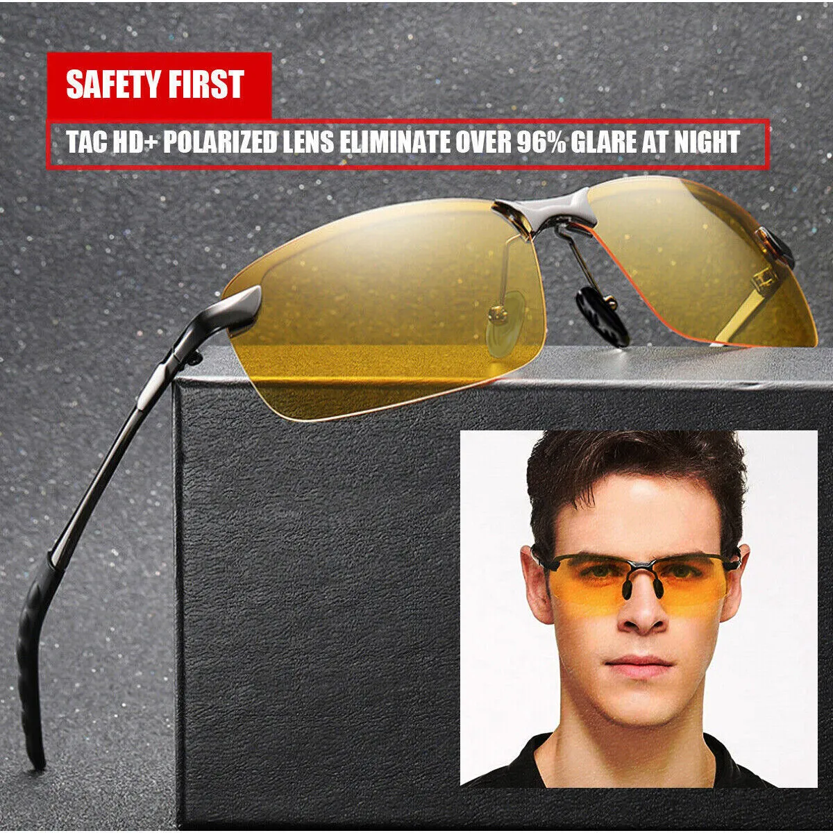 Polarized HD Night Driving Vision Glasses For Men & Women Aviator Sunglasses