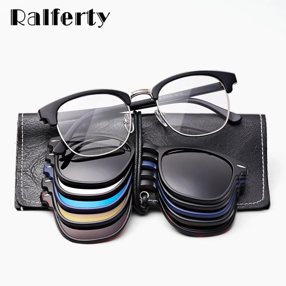 Ralferty Magnet Sunglasses Men Women Luxury Brand Polarized Uv400 5 In 1 Clip On Grade Glasses Frame