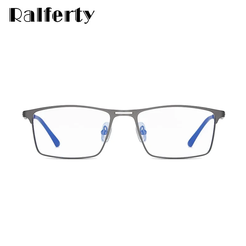 Ralferty Men's Eyeglasses Blue Light Blocking Spectacle Frames Metal Rectangle D5909