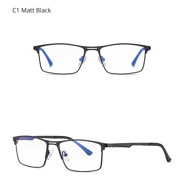 Ralferty Men's Eyeglasses Blue Light Blocking Spectacle Frames Metal Rectangle D5909