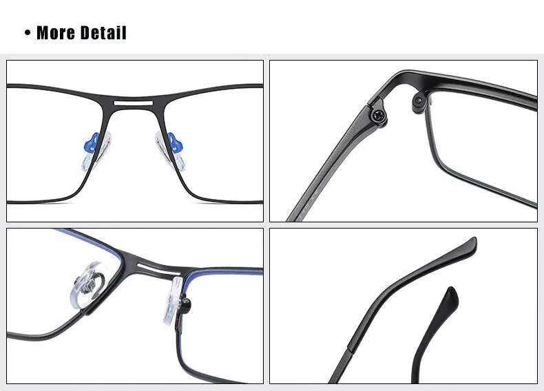 Ralferty Men's Eyeglasses Blue Light Blocking Spectacle Frames Metal Rectangle D5909