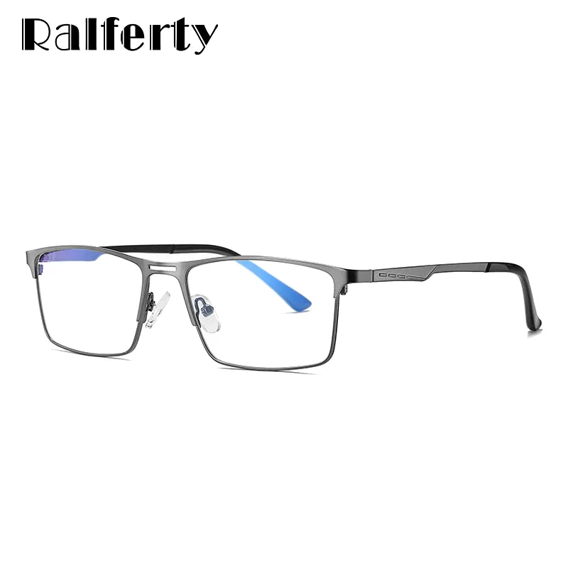 Ralferty Men's Eyeglasses Blue Light Blocking Spectacle Frames Metal Rectangle D5909