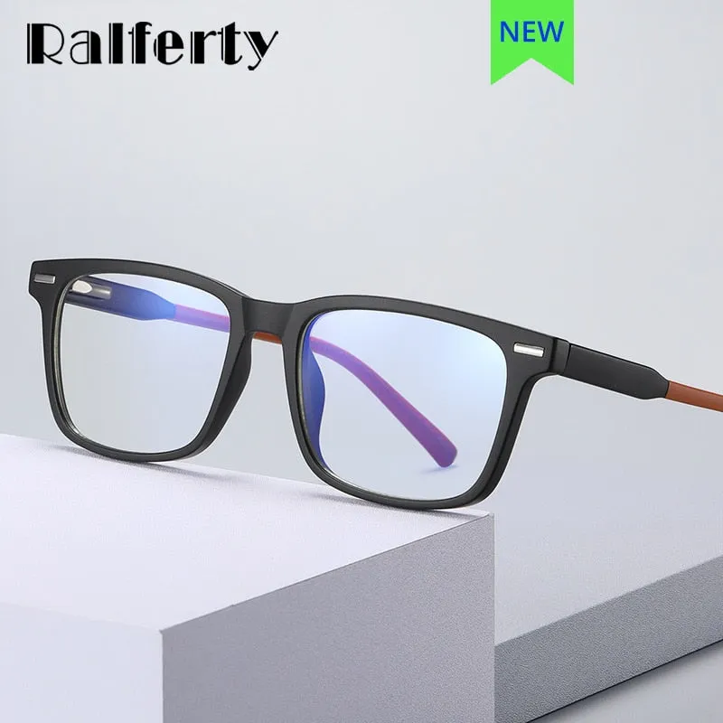 Ralferty Men's Eyeglasses TR90 Square Anti Blue Light D2323-1