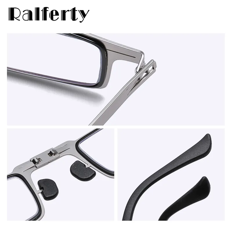 Ralferty Men's Full Rim Square Round Alloy Reading Glasses 2242