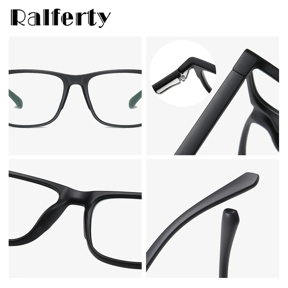 Ralferty Men's Full Rim Square Tr 90 Eyeglasses D2309