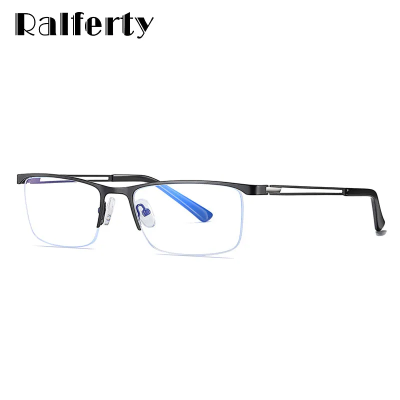 Ralferty Men's Semi Rim Rectangle Alloy Eyeglasses D5916