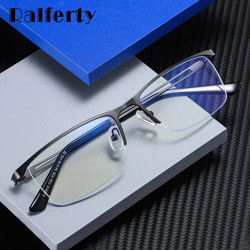 Ralferty Men's Semi Rim Rectangle Alloy Eyeglasses D5916