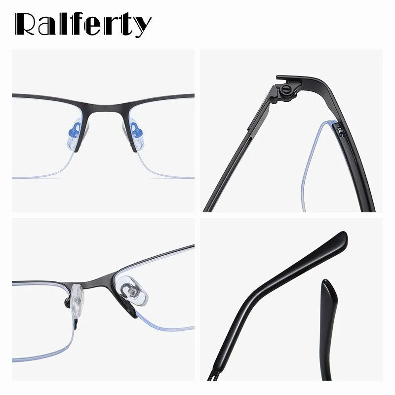 Ralferty Men's Semi Rim Rectangle Alloy Eyeglasses D5916