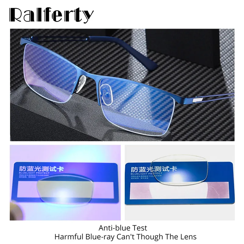 Ralferty Men's Semi Rim Rectangle Alloy Eyeglasses D5916