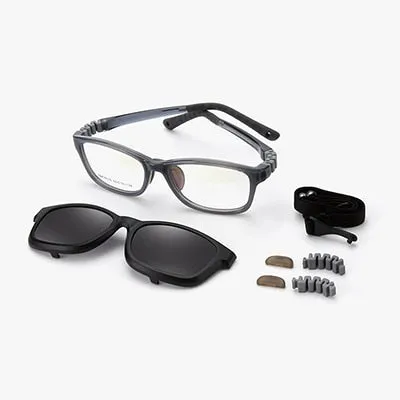 Ralferty  Unisex Children's Full Rim Square Acetate Eyeglasses With Polarized Clip On Sunglasses M18119