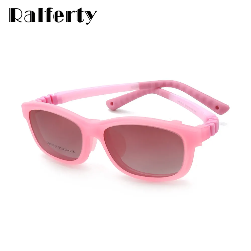 Ralferty  Unisex Children's Full Rim Square Acetate Eyeglasses With Polarized Clip On Sunglasses M18119