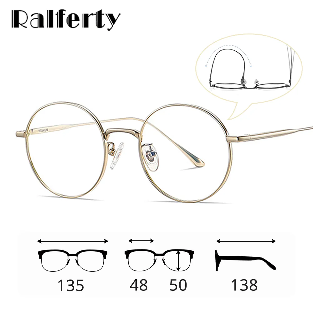 Ralferty Unisex Full Rim Oversized Round Titanium Eyeglasses