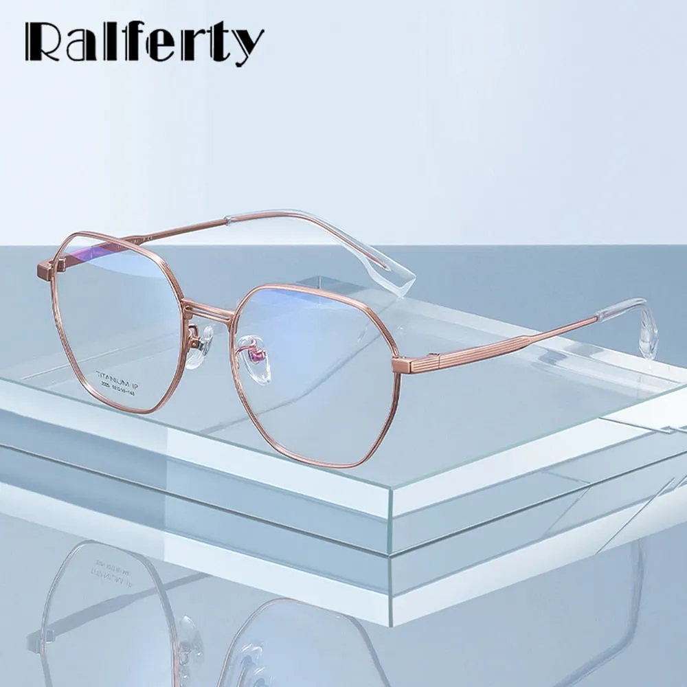 Ralferty Unisex Full Rim Polygon Titanium Eyeglasses D2025