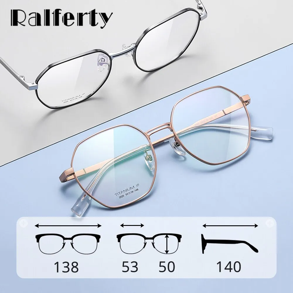 Ralferty Unisex Full Rim Polygon Titanium Eyeglasses D2025