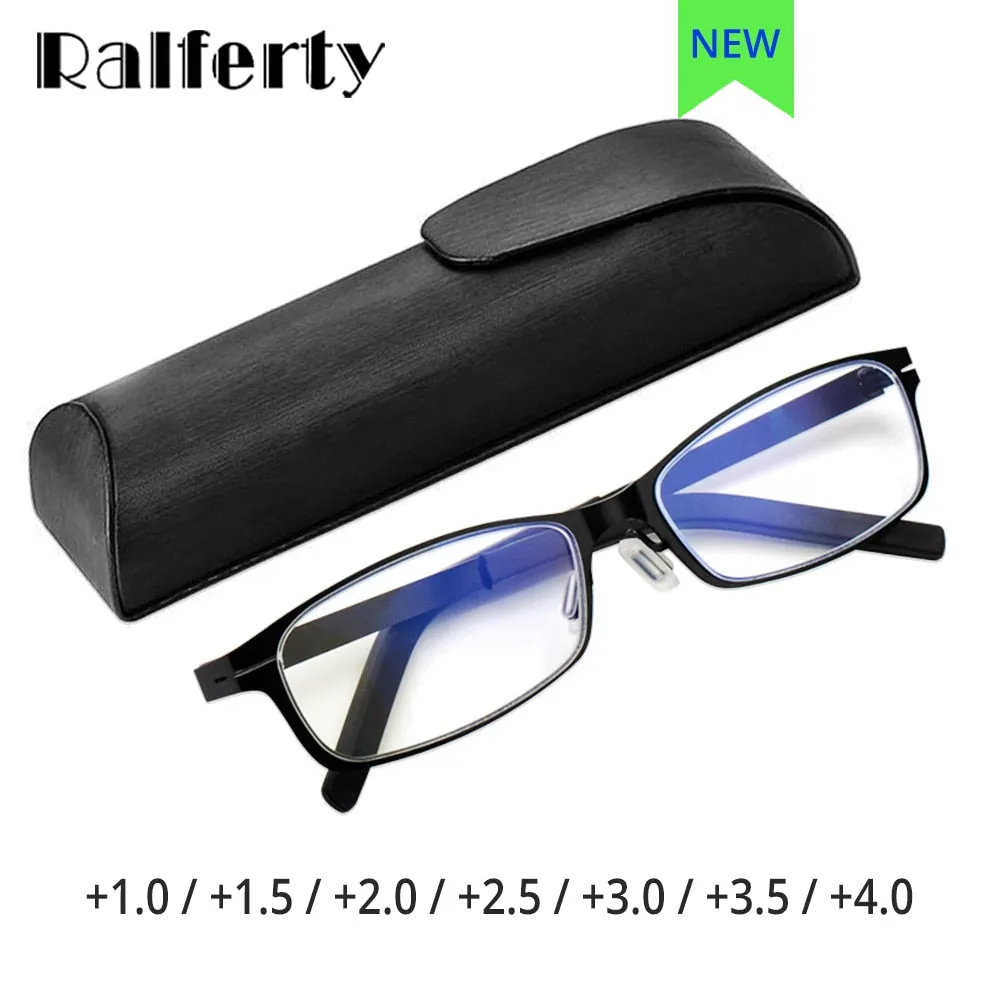 Ralferty Unisex Full Rim Rectangle Alloy Hyperopic Reading Glasses D1331