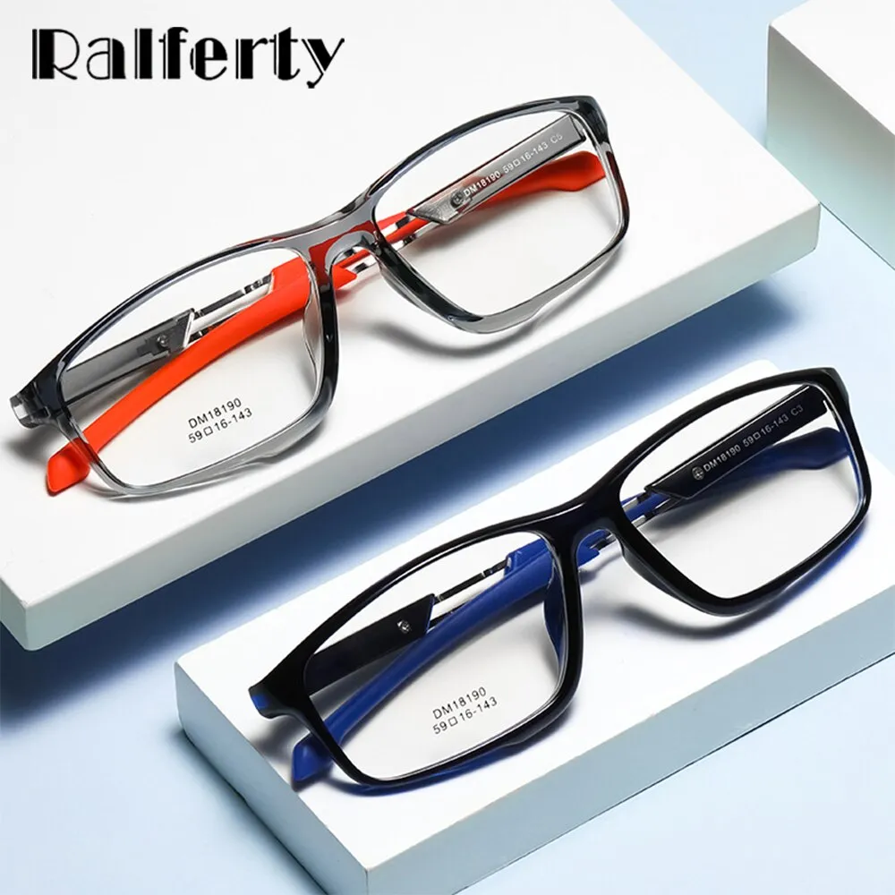 Ralferty Unisex Full Rim Rectangle Tr 90 Acetate Sport Eyeglasses B18190