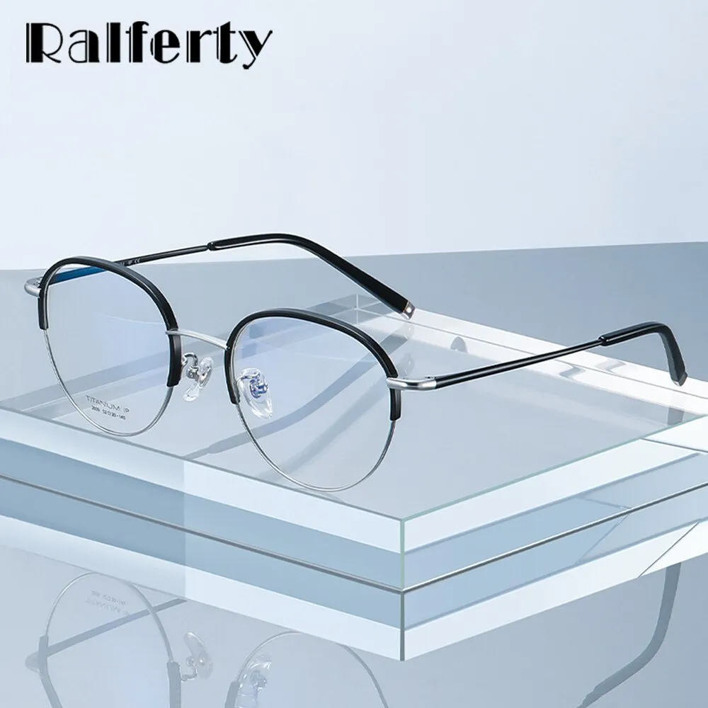 Ralferty Unisex Full Rim Round Titanium Eyeglasses D2039t