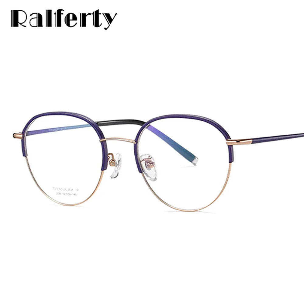 Ralferty Unisex Full Rim Round Titanium Eyeglasses D2039t