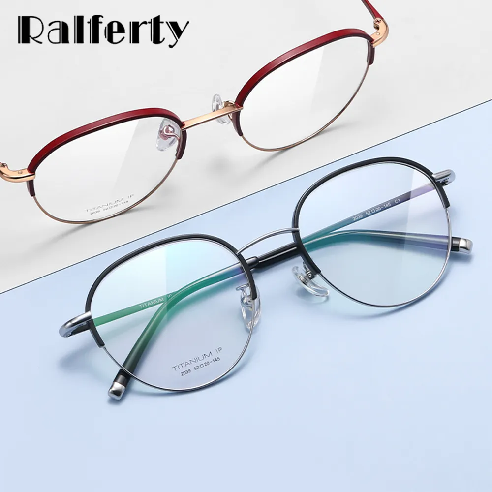 Ralferty Unisex Full Rim Round Titanium Eyeglasses D2039t