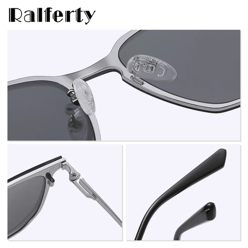 Ralferty Unisex Full Rim Square Alloy Acetate Eyeglasses With Clip On Polarized Sunglasses D8201