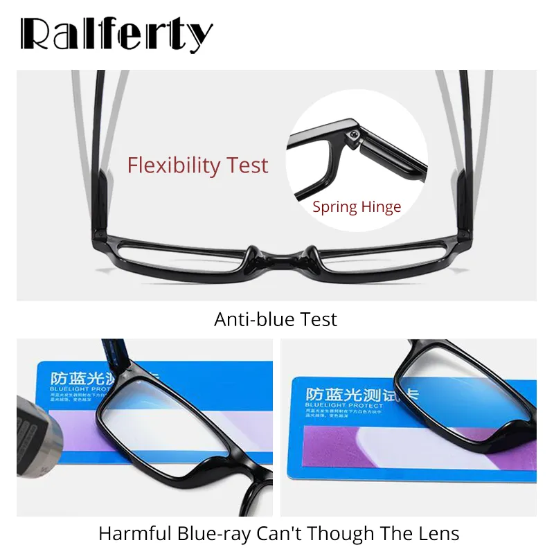 Ralferty Unisex Small Rectangle Reading Glasses Acetate D6101