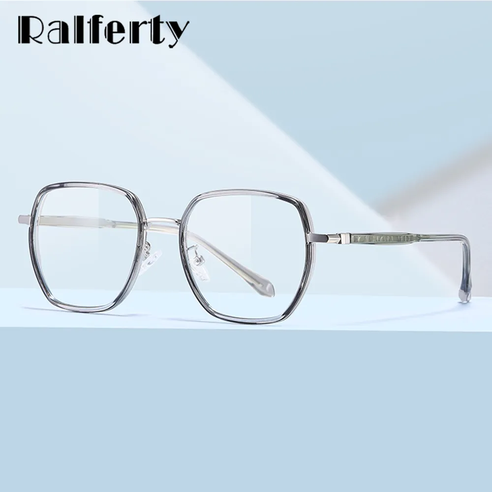 Ralferty Women's Full Rim Irregular Square Alloy Acetate Eyeglasses Dj802