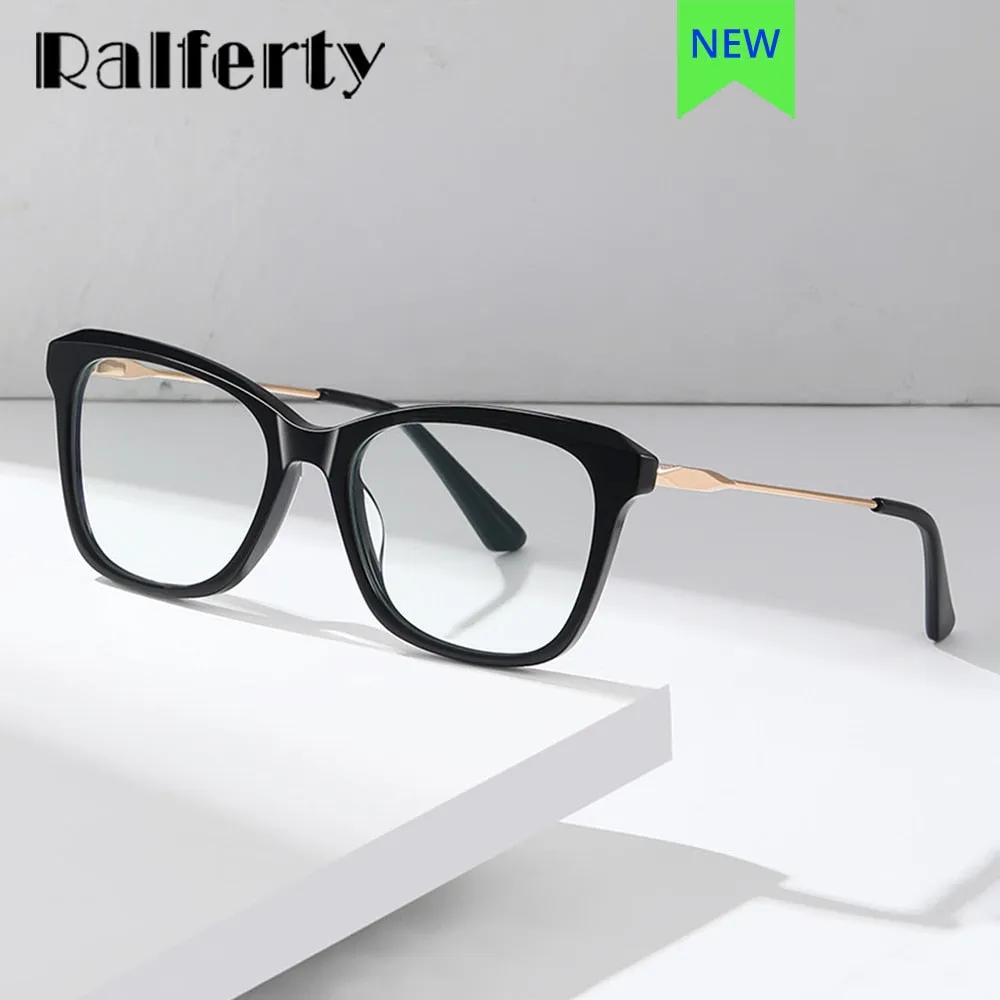 Ralferty Women's Full Rim Square Cat Eye Acetate Alloy Eyeglasses D9217