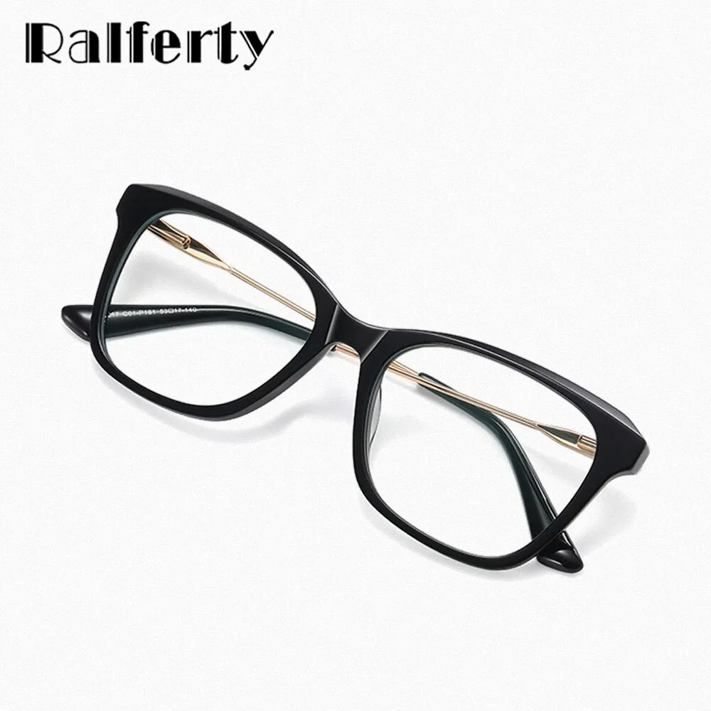 Ralferty Women's Full Rim Square Cat Eye Acetate Alloy Eyeglasses D9217