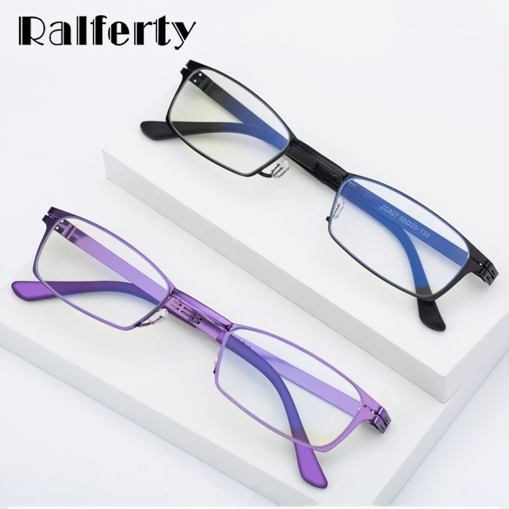 Ralfterty Unisex Full Rim Small Square Alloy Folding Hyperopic Folding Reading Glasses D827