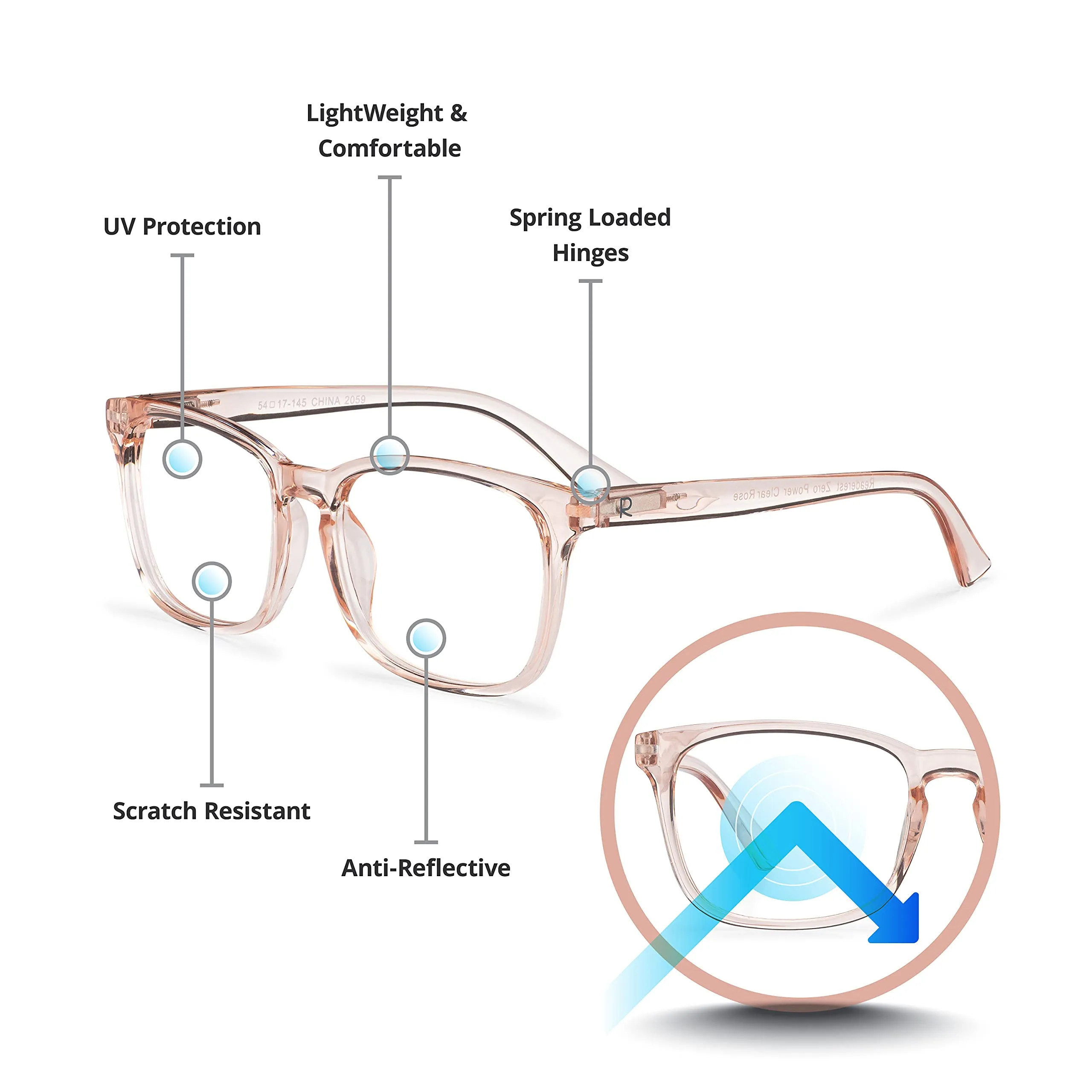 Readerest Blue Light Blocking Reading Glasses (Blush, 3.75 Magnification) Computer