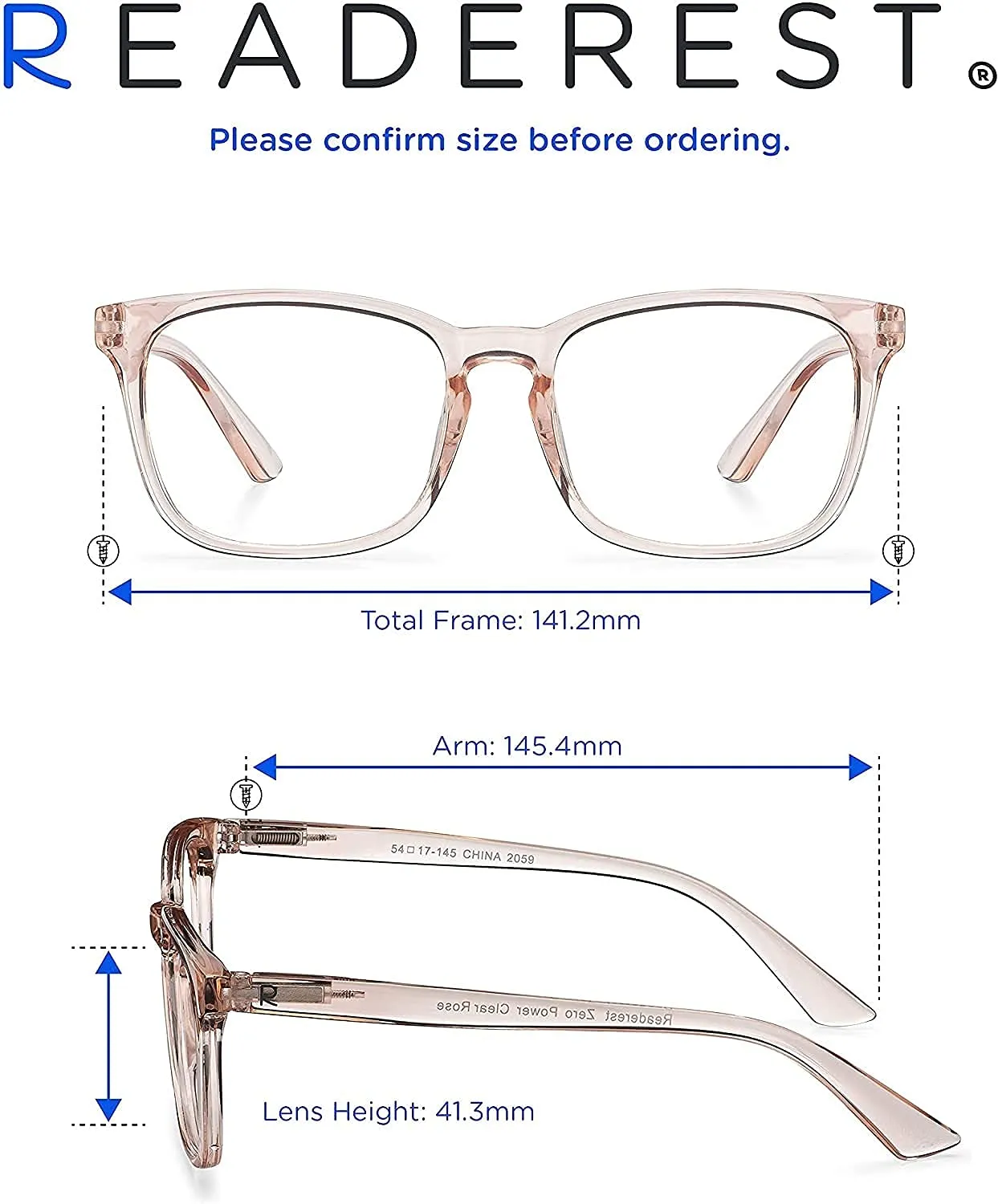 Readerest Blue Light Blocking Reading Glasses (Blush, 3.75 Magnification) Computer