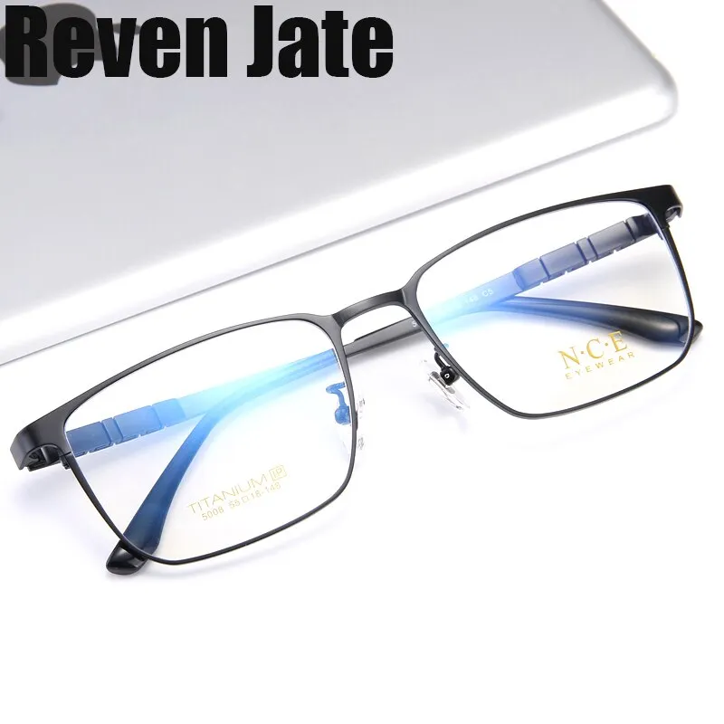 Reven Jate Men's Full Rim Square Titanium Eyeglasses 5008