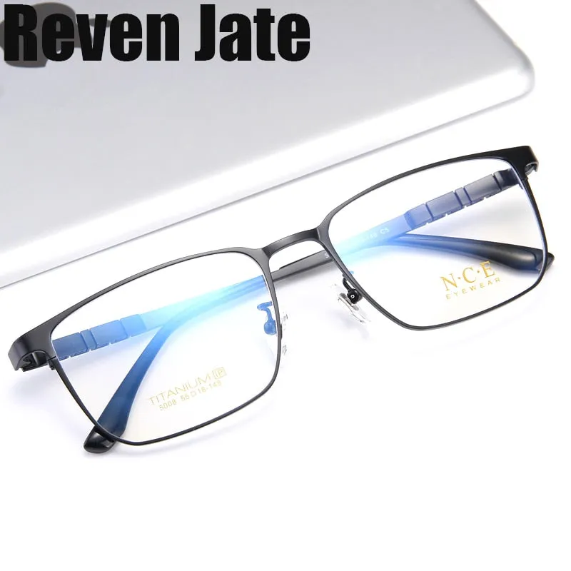 Reven Jate Men's Full Rim Square Titanium Eyeglasses 5009