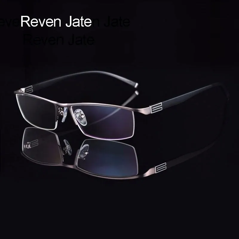 Reven Jate Men's Semi Rim Rectangle Titanium Alloy Eyeglasses 56170