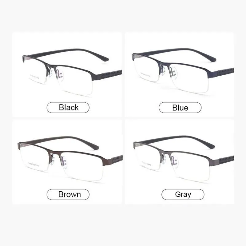 Reven Jate Men's Semi Rim Square Alloy Eyeglasses P9165