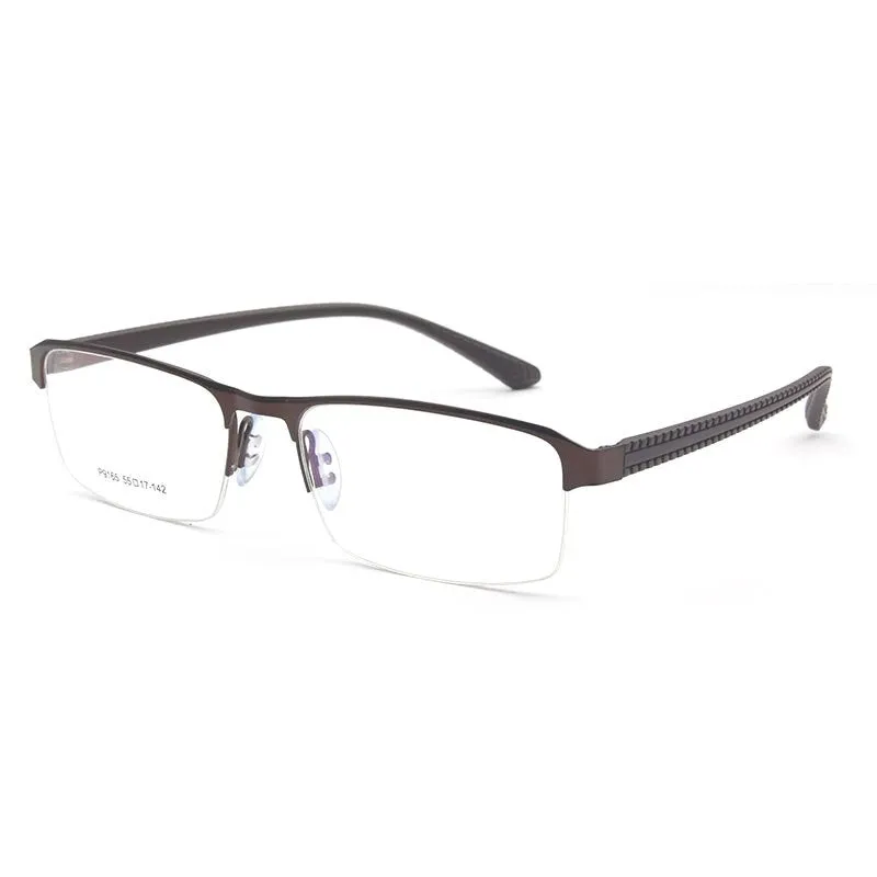 Reven Jate Men's Semi Rim Square Alloy Eyeglasses P9165