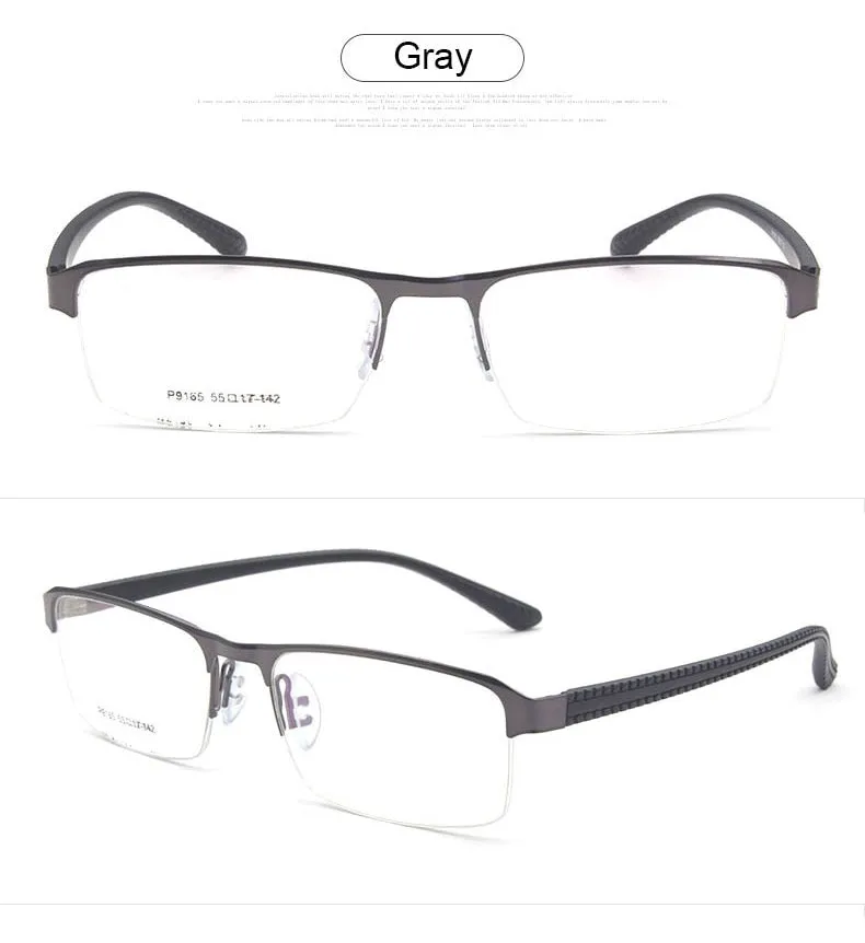 Reven Jate Men's Semi Rim Square Alloy Eyeglasses P9165