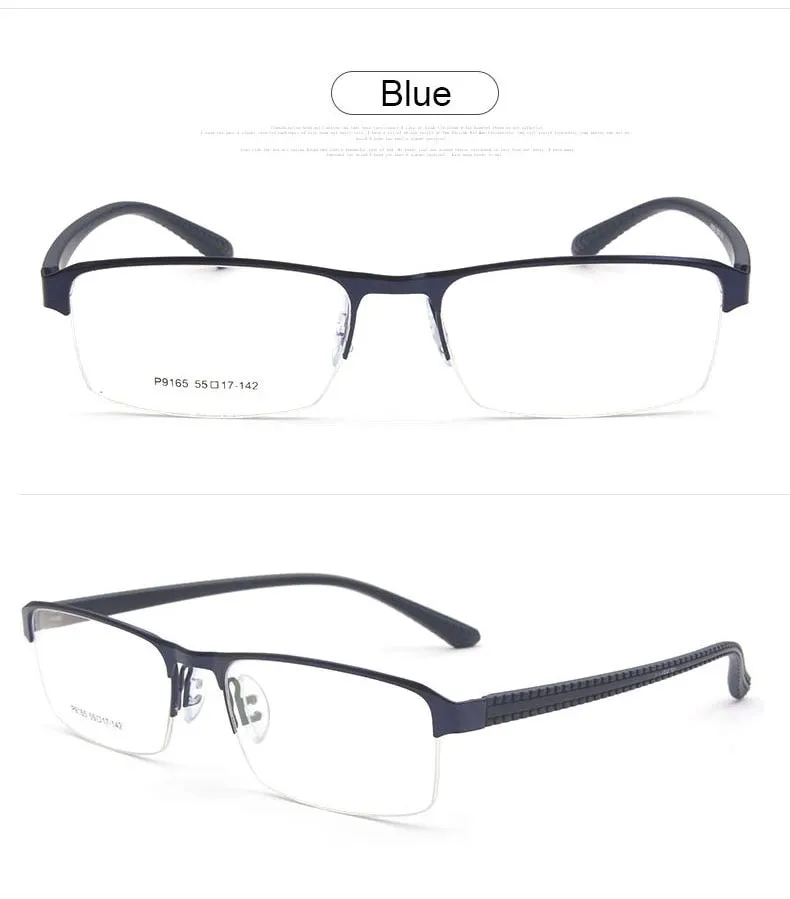 Reven Jate Men's Semi Rim Square Alloy Eyeglasses P9165