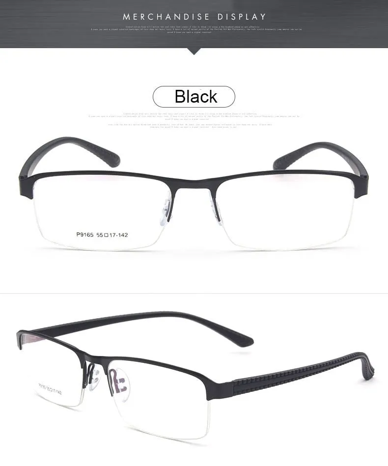 Reven Jate Men's Semi Rim Square Alloy Eyeglasses P9165