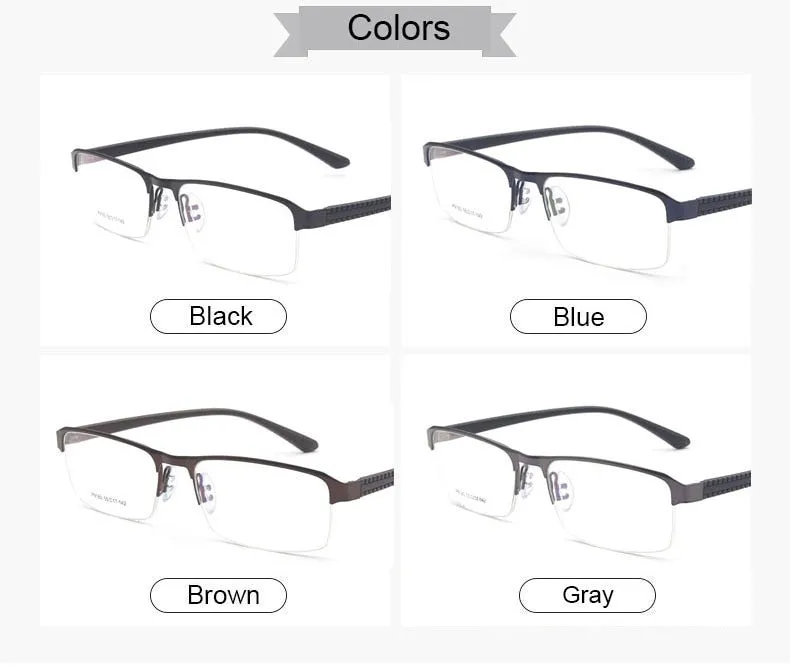 Reven Jate Men's Semi Rim Square Alloy Eyeglasses P9165